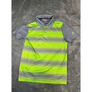 Men’s Fila Sport Grey Green Stripe Golf Polo Small – Excellent Condition